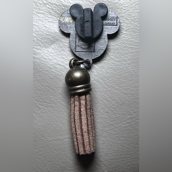 Disney Parks Black and Gold Mickey Icon Head with Tassel Dangle 2017 Disney Pin - Picture 5 of 5